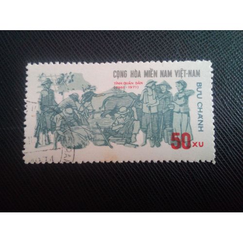Timbre Vietcong - Front De Libération Nationale Yt 15 10e Anniversaire De La Plaf , Guerilla Force 1971 ( 061105 )