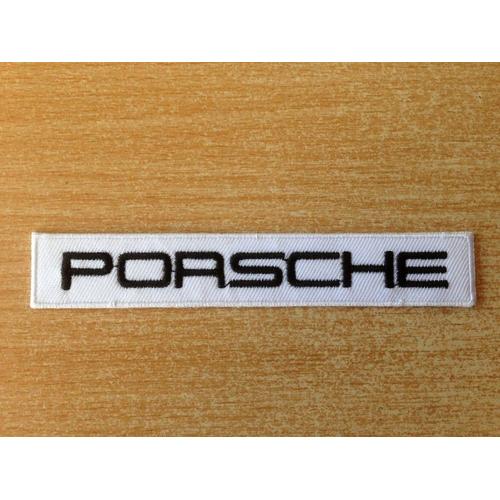 Écusson Porsche Noir Sur Fond Blanc 12x2 Cm Thermocollant, Pas Besoin De Couture