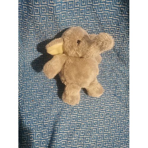 Petit Doudou Peluche Éléphant Gris Billes Histoire D'ours