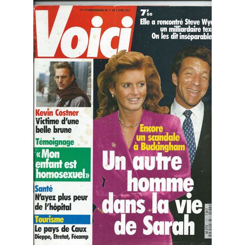 Voici 01/04/1991 Sarah Ferguson, Whitney Houston, Eric Clapton, Robert Hossein/ Candice Patou, Kevin Costner, Guillermo Vilas N°177 