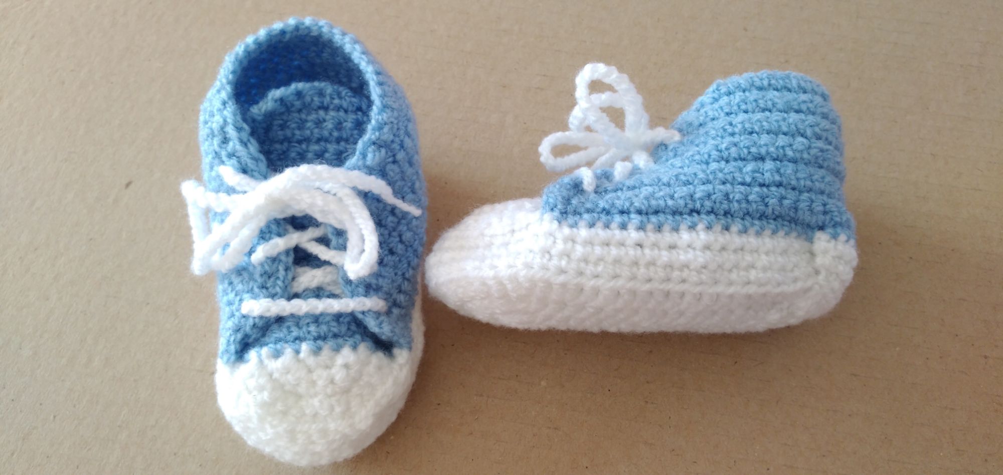 Chausson Bebe Bleu Et Blanc 0 A 6 Mois Au Crochet Rakuten