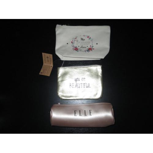 Lot De 3 Pochettes De Maquillage 