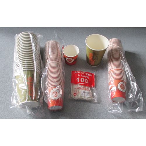 Gobelets Cartons Jetables Firplast Pour Le Café, Le Thé Et Le Chocolat : 80 Petits Gobelets Specialty 10cl (4oz) + 23 Grands Gobelets Savane 30/35cl (12 Oz) Avec 100 Agitateurs À Café Plastique Tersol