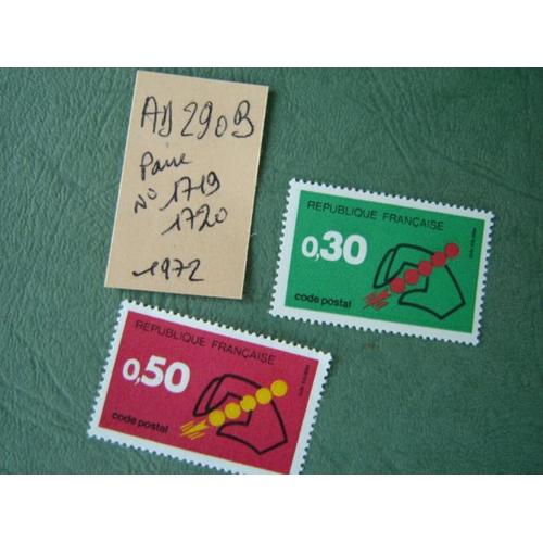 Ad 290b // Paire(2) De Timbres France Neufs 1972"N° 1719/1720 ""Code Postal"