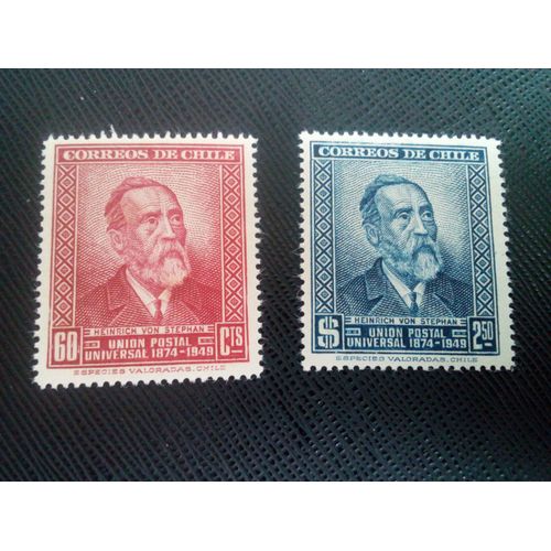 Timbre Chili Yt 227 - 228 Heinrich Von Stephan (1831-1897), Co-Fondateur 1950 ( 071105 )