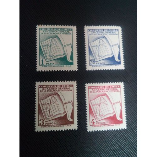 Timbre Chili Yt 242 A 245 Séries: Recensement Général De La Population Et Du Logement, 12e Éd. 1953 ( 071105 )