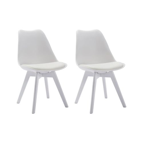 Lot De 2 Chaises Jody - Polypropylène Et Hêtre - Blanc Pieds Blanc