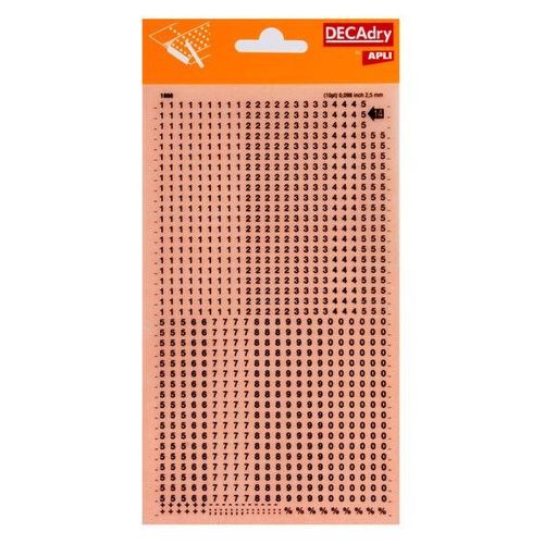 Chiffres Transfert Noir 2,5mm Police Petite Taille