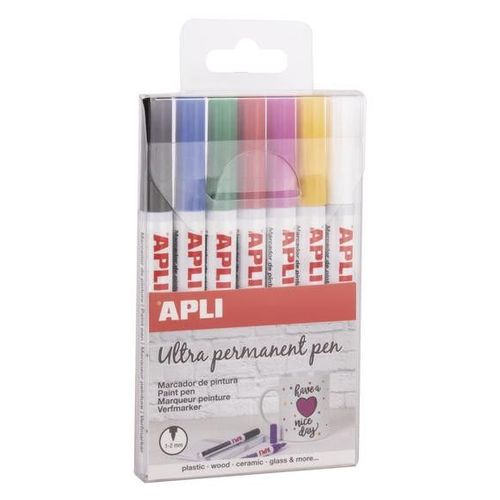 Feutres Indélébile 1-2mm Couleurs Assorties 7 Pièces - Apli Agipa