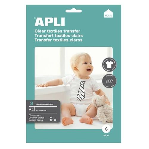 Papier Transfert A4 Pour Vêtements Blancs 3 Feuilles - Apli Agipa
