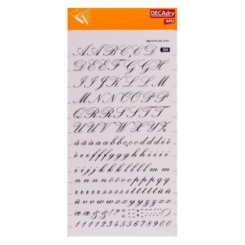 Lettres Et Chiffres Transfert Noir 12mm