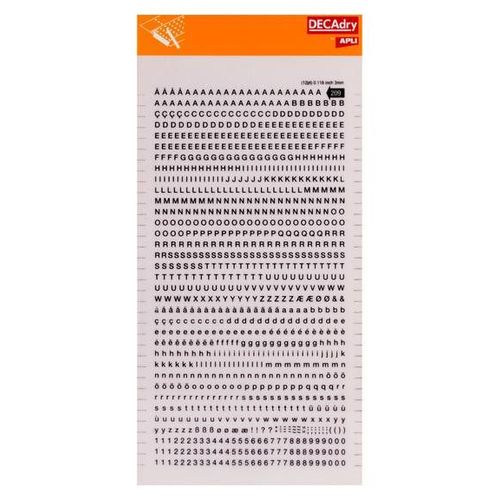 Lettres Et Chiffres Transfert Noir 3mm