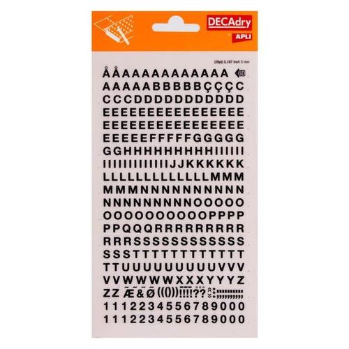 Lettres Alphabet Et Chiffres Transfert Noir 5mm Police Simple
