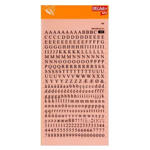 Lettres Alphabet Et Chiffres Transfert Noir 6mm