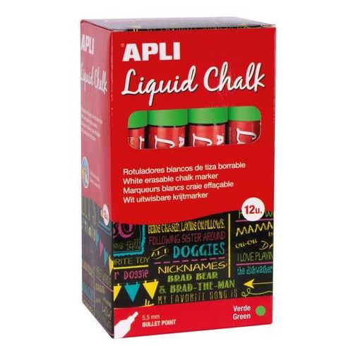 Marqueur Craies Vert Chalk Pointe Ronde 12 Pièces - Apli Agipa