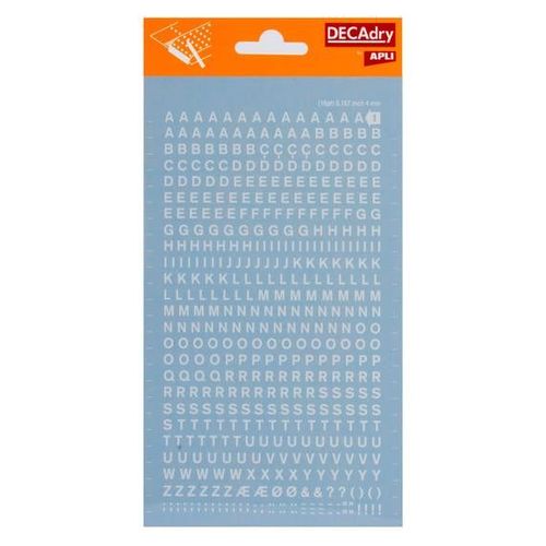 Lettres Alphabet Et Chiffres Transfert Blanc 4mm Typo Simple - Apli Agipa