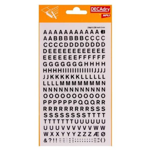 Lettres Alphabet Transfert Noir 6mm