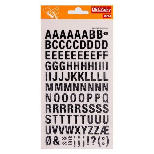 Lettres Transfert Noir 12mm
