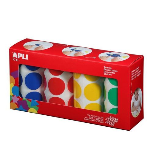 Gommettes 4 Rouleaux Rond Ø 33 Mm Jaune Bleu Rouge Vert X 2832 - Apli Agipa