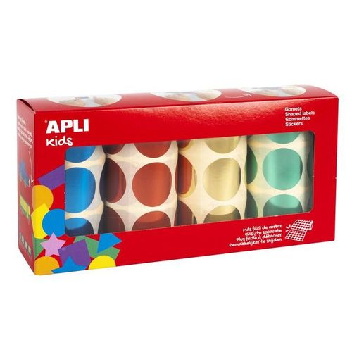 Gommettes Rond Métallisé 33 Mm Rouleaux Jaune Bleu Rouge Vert - Apli Agipa