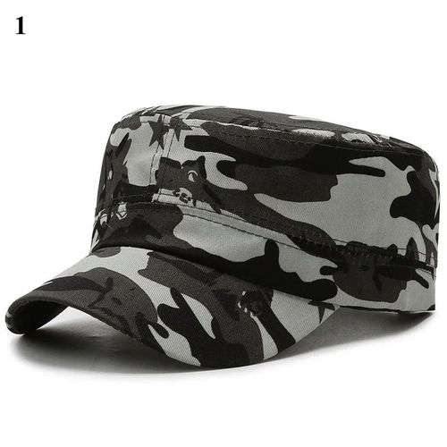 Casquette Militaire À Dessus Plat En Coton Lavé Pour Hommes Et Femmes,Casquettes De Poisson En Plein Air Réglables,Casquette De L'armée Des Cadets,Chapeaux De L'armée Rétro,Sophia - Type Black #D