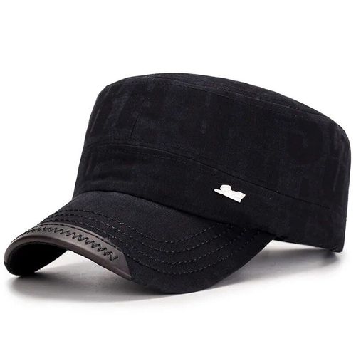 Casquette Militaire À Dessus Plat En Coton Lavé Pour Hommes Et Femmes,Casquettes De Poisson En Plein Air Réglables,Casquette De L'armée Des Cadets,Chapeaux De L'armée Rétro,Sophia - Type Black #C