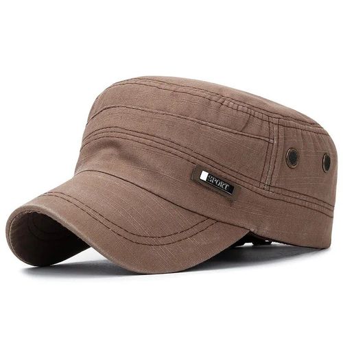 Casquette Militaire À Dessus Plat En Coton Lavé Pour Hommes Et Femmes,Casquettes De Poisson En Plein Air Réglables,Casquette De L'armée Des Cadets,Chapeaux De L'armée Rétro,Sophia - Type Khaki D #B