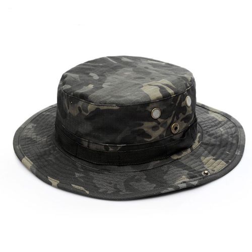 Chapeau De Camouflage De L'armée Américaine,Casquette De Seau Militaire Tactique,Casquette De Soleil De Randonnée De Chasse En Plein Air D'été Pour Hommes Et Femmes - Type Black Cp