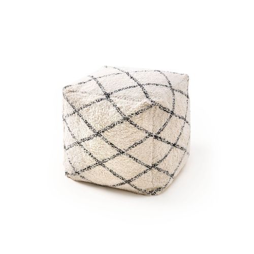 Pouf Naomi Crème 45x45x45 Cm - Tapis Style Berbère