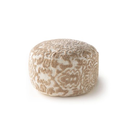 Pouf Elias Beige 55x55x30 Cm - Tapis Poil Court Design Moderne Pour Salon
