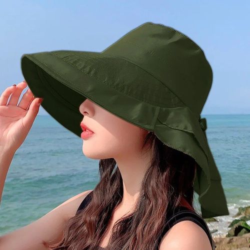 Chapeau De Soleil D'été Pour Femme Avec Protège-Cou Et Pare-Soleil Pour Le Cyclisme En Plein Air,Voyage,Chapeau De Poisson À Gros Bords,Casquette De Randonnée Suffolk - Type Army Green