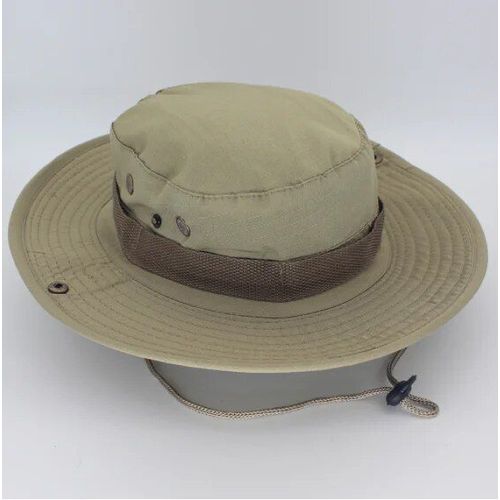 Chapeau De Sport En Coton Délavé Pour Homme Et Femme,Cordon De Menton En Sergé,Militaire,Camouflage,Chasse,Voyage,Casquette De Soleil,Style Seau,Chapeaux De Pêcheur - Type Khaki