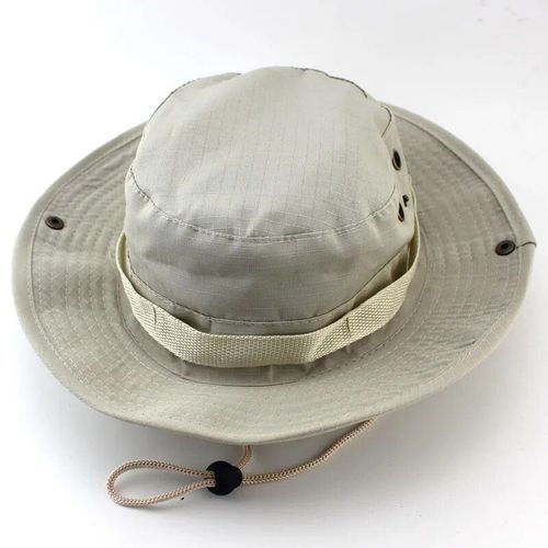 Chapeau De Sport En Coton Délavé Pour Homme Et Femme,Cordon De Menton En Sergé,Militaire,Camouflage,Chasse,Voyage,Casquette De Soleil,Style Seau,Chapeaux De Pêcheur - Type Beige