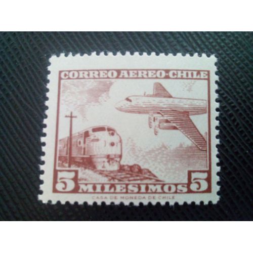 Timbre Chili Yt Pa 203 Chemin De Fer Et Avion 1964 ( 071105 )