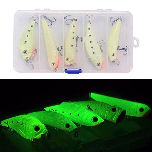 Lot D'appâts Durs Lumineux Et Vibrants Pour La Pêche, Pack De Leurres Pour Attraper Des Poissons, Matériel Pour Pêcher Des Ménés, Avec Boîte, Avec Wobblers, Popper, Crankbait, 5 Pièces