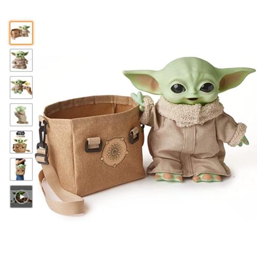 Star Wars - The Mandalorian - Figurine Peluche L'enfant Sonore Et Son Sac