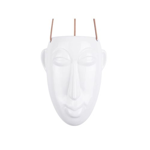 Cache-Pot Design Suspendu Mask Allongé - H. 25,5 Cm - Blanc