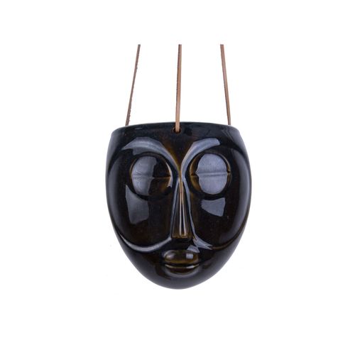 Cache-Pot Design Suspendu Mask - H. 21 Cm - Brun Foncé