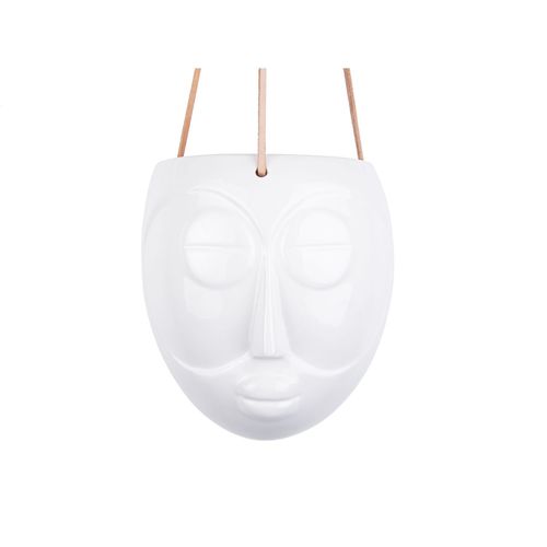 Cache-Pot Design Suspendu Mask - H. 21 Cm - Blanc