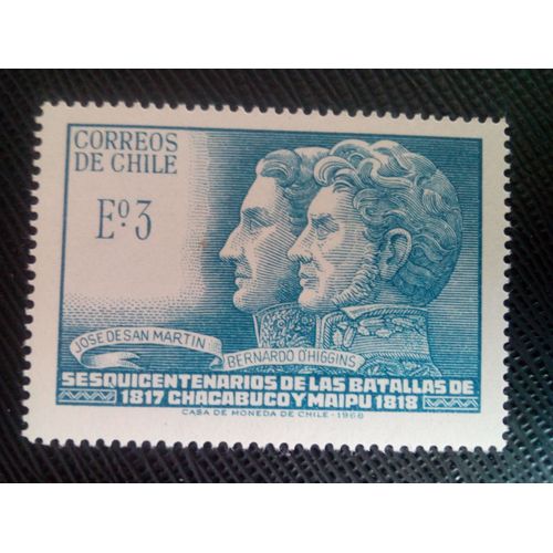 Timbre Chili Yt 324 José Francisco De San Martin Et Bernardo O'higgins 1968 ( 071105 )