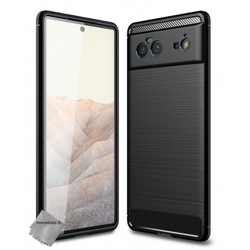 Housse Etui Coque Silicone Gel Carbone Pour Google Pixel 6 + Film Ecran - Noir