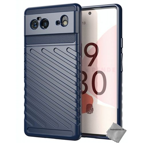 Housse Etui Coque Silicone Gel Thunder Pour Google Pixel 6 + Film Ecran - Bleu Fonce