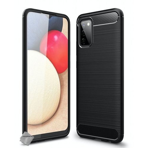 Housse Etui Coque Silicone Gel Carbone Pour Samsung Galaxy A03s + Verre Trempe - Noir