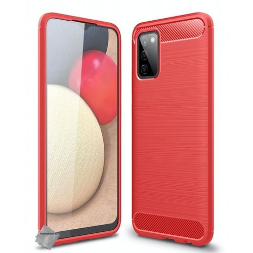 Housse Etui Coque Silicone Gel Carbone Pour Samsung Galaxy A03s + Verre Trempe - Rouge