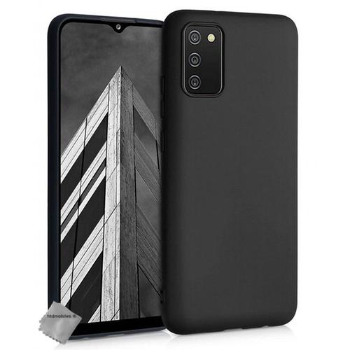 Housse Etui Coque Silicone Gel Fine Pour Samsung Galaxy A03s + Verre Trempe Noir