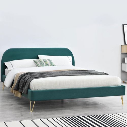 Phoenix Lit 140 Velours Vert & Laiton