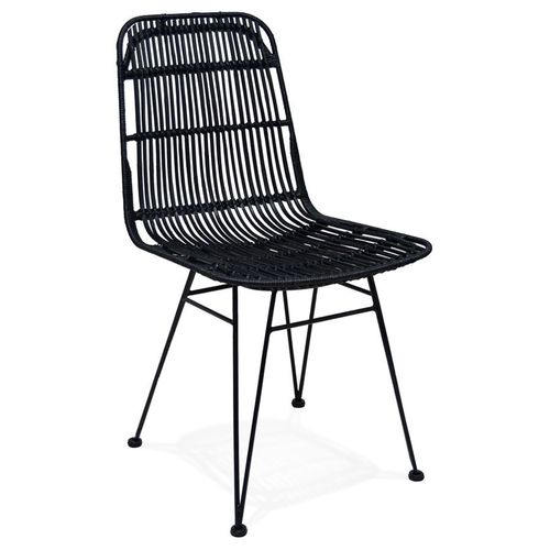 Chaise Design 'panama' En Rotin Noir