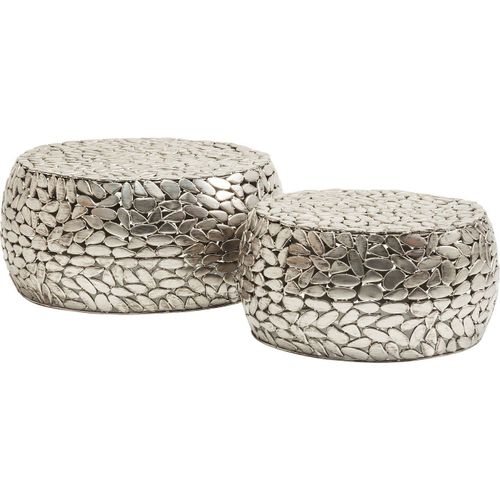 Tables Basses Pebbles Deluxe Set De 2 Argent Kare Design