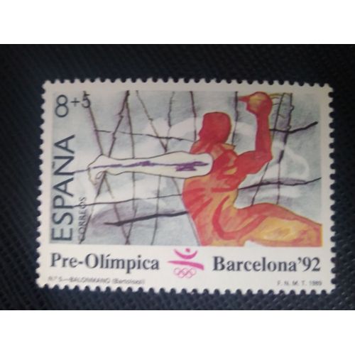 Timbre Espagne Y T 2610 Jeux Pré-Olympiques – Barcelone – Handball 1989 ( 190708 )