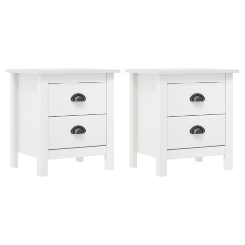 Vidaxl Tables De Chevet Hill Range 2 Pcs Blanc 46x35x49,5cm Pin Solide